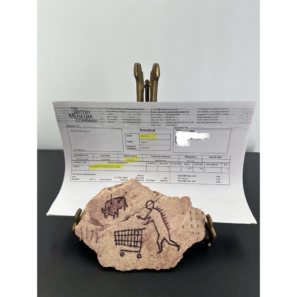 Banksy Peckham Rock Wooden Postcard Authentic Proof British Museum Pest Control